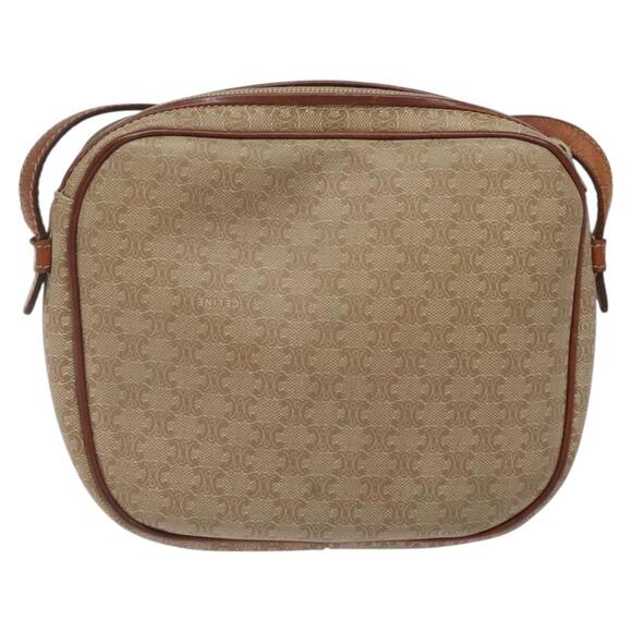 CELINE Macadam Canvas Shoulder Bag Beige Gold - Picture 3 of 12